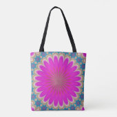 Retro Floral Mandala Psychedelic Flower Power Tote Bag (Achterkant)