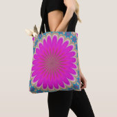 Retro Floral Mandala Psychedelic Flower Power Tote Bag (Dichtbij)