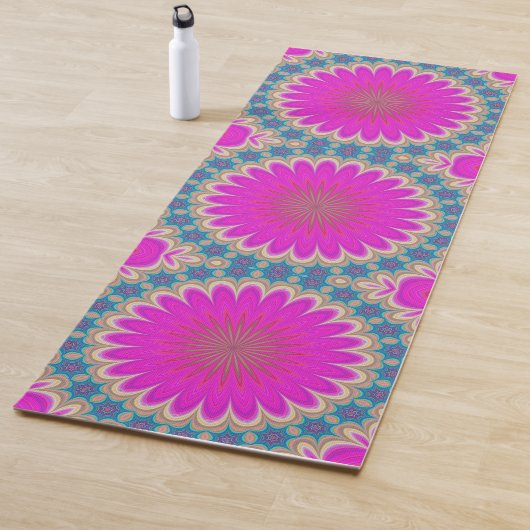 Retro Floral Mandala Psychedelic Flower Power Yogamat (In situ)