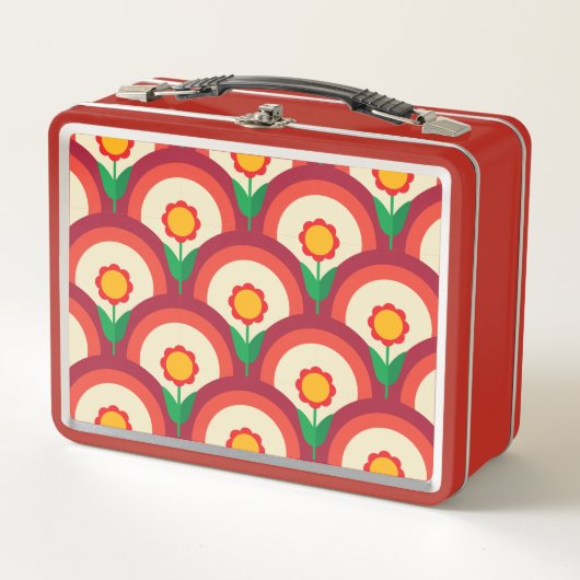 Retro Floral Metal Lunchbox (Voorkant)