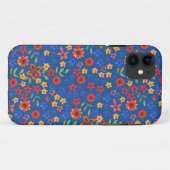 Retro Floral Miniprint op Blue iPhone 5/5s Hoesje (Achterkant (horizontaal))