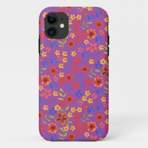Retro Floral Miniprint op Magenta iPhone 5/5s Hoes