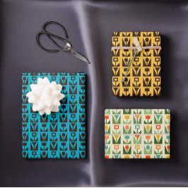 Retro Floral Modernist Wrapping Paper Set