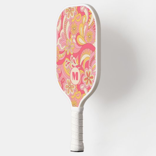 Retro Floral Monogram Girly Pickleball Paddle  (Links)