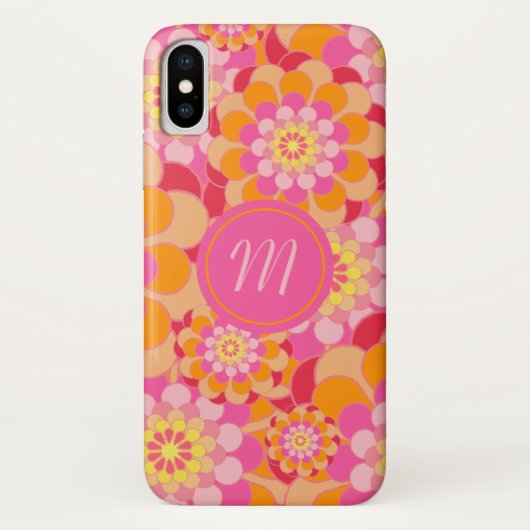 Retro Floral Monogrammed iPhone/iPad case (Achterkant)