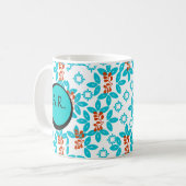 Retro Floral Monogrammed Koffiemok (Voorkant links)
