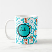 Retro Floral Monogrammed Koffiemok (Links)