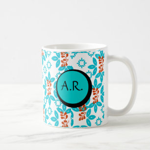 Retro Floral Monogrammed Koffiemok