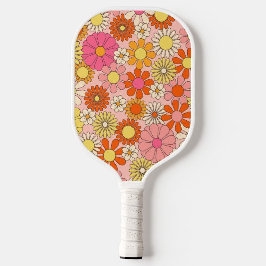 Retro Floral Monogrammed Pickleball Paddle (Achterkant)