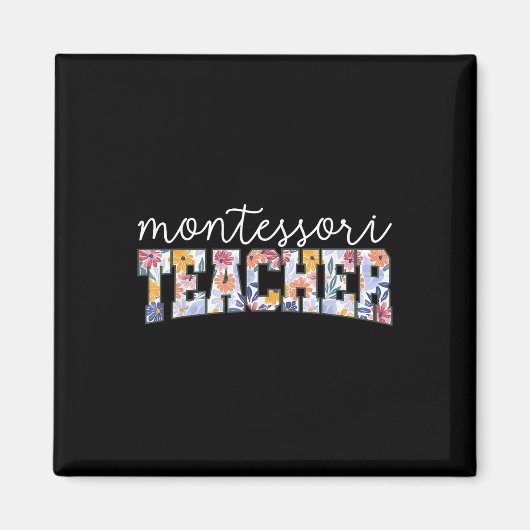 Retro Floral Montessori Teacher Instructor Educato Magneet (Voorkant)