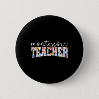 Retro Floral Montessori Teacher Instructor Educato Ronde Button 5,7 Cm
