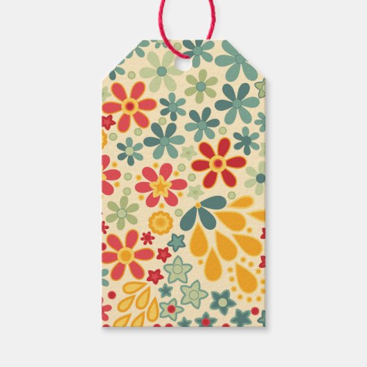 Retro. Floral motifs Cadeaulabel (Voorkant)
