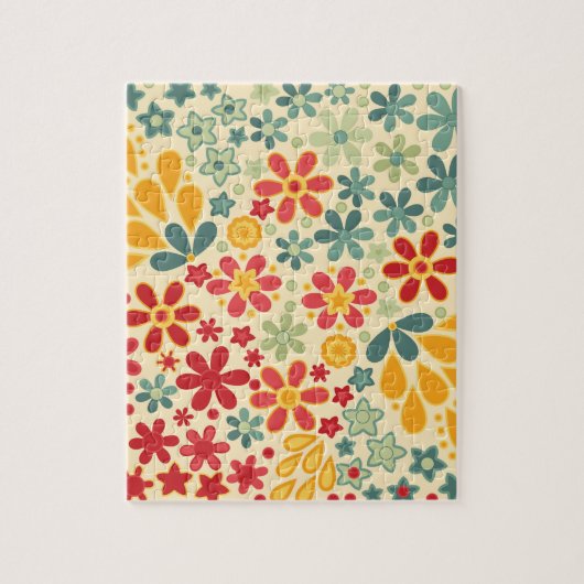 Retro. Floral motifs Legpuzzel (Verticaal)