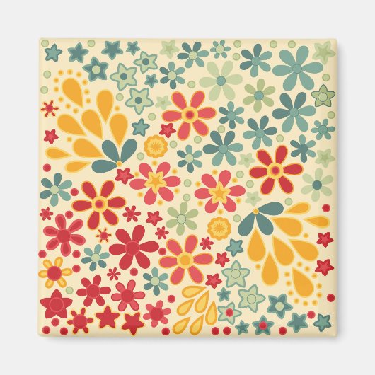 Retro. Floral motifs Magneet (Voorkant)