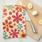 Retro. Floral motifs Theedoek (Quarter Fold)