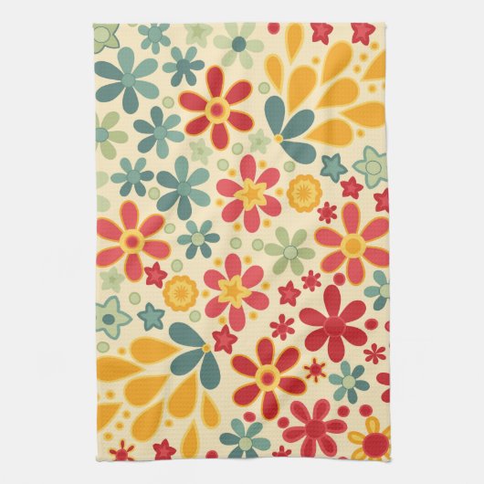 Retro. Floral motifs Theedoek (Verticaal)