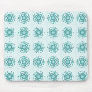Retro Floral Mousepad, Blauwgroen Muismat