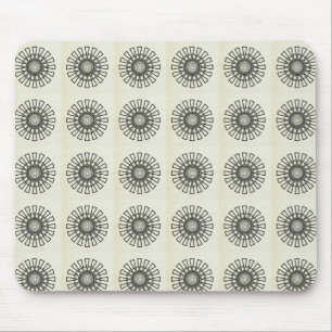 Retro Floral Mousepad, zwart Muismat