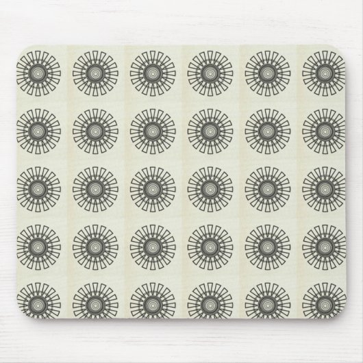 Retro Floral Mousepad, zwart Muismat (Voorkant)
