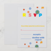 Retro Floral Multicolor Wedding Enclosure Card Informatiekaartje (Voorkant / Achterkant)