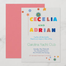Retro Floral Multicolor Wedding Invitation