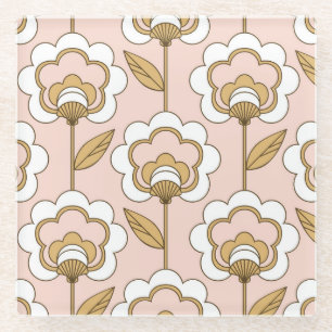 Retro floral: naadloos patroon. glazen onderzetter