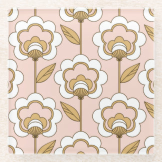 Retro floral: naadloos patroon. glazen onderzetter