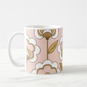 Retro floral: naadloos patroon. koffiemok