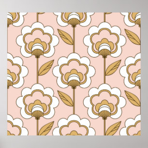 Retro floral: naadloos  patroon. poster