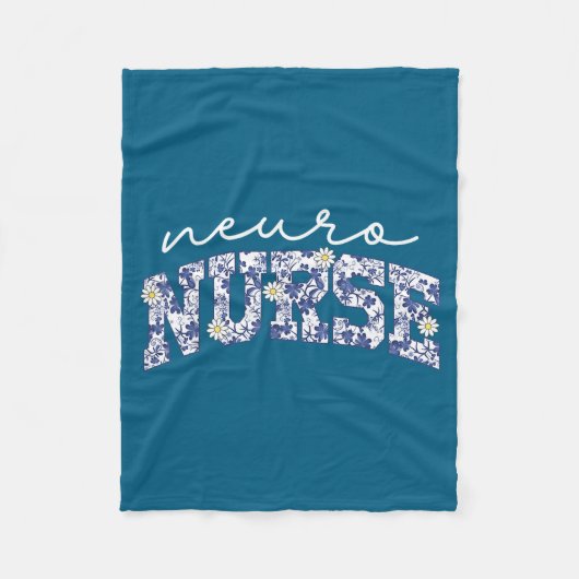 Retro Floral Neuro Nurse Neurology Neurologist Rn  Fleece Deken (Voorkant)