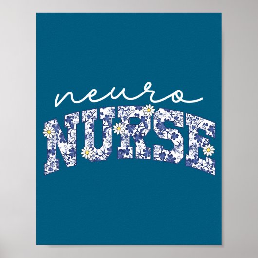 Retro Floral Neuro Nurse Neurology Neurologist Rn  Poster (Voorkant)