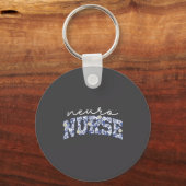 Retro Floral Neuro Nurse Neurology Neurologist Rn  Sleutelhanger (Voorkant)
