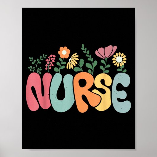 Retro Floral Nurse Graphic Nursing Appreciation Poster (Voorkant)