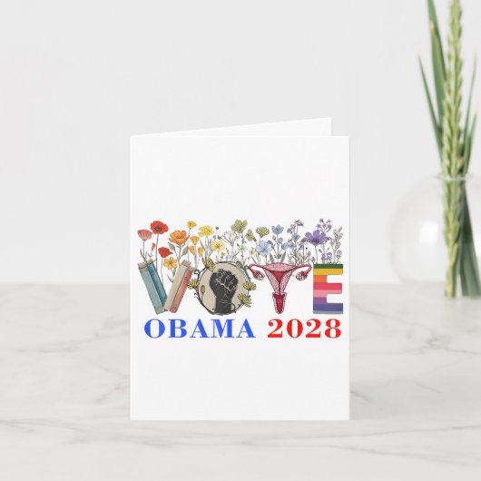 Retro Floral Obama 2028 Kaart (Voorkant)
