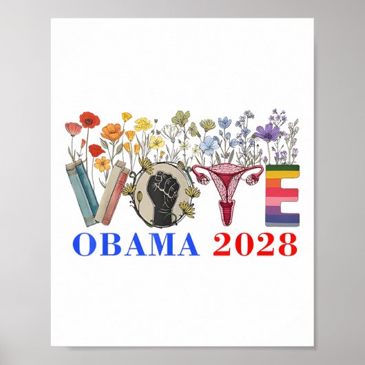 Retro Floral Obama 2028 Poster (Voorkant)