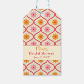 Retro Floral Ogee Mid-Century Modern Bridal Shower Cadeaulabel (Achterkant)