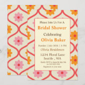 Retro Floral Ogee Mid-Century Modern Bridal Shower Kaart (Voorkant / Achterkant)