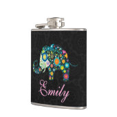 Retro Floral Olifant Design Heupfles (Links)