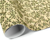 Retro Floral Olive Green Flowers Cadeaupapier (Rol Hoek)