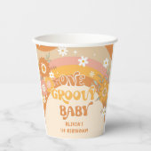 Retro floral one groovy baby papieren bekers (Voorkant)