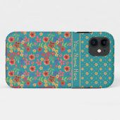 Retro Floral op Blauwgroen Custom Xtreme iPhone 5 Case-Mate iPhone Case (Achterkant (horizontaal))