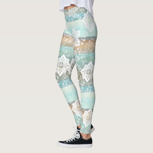 Retro Floral op het flessenhol van de Cool Stripes Leggings (Links)