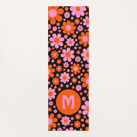 Retro Floral op maat Yogamat (Voorkant)
