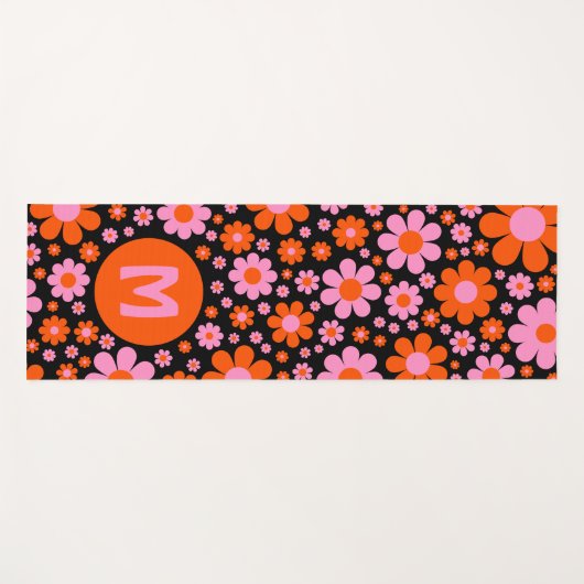 Retro Floral op maat Yogamat (Voorkant (horizontaal))