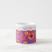 Retro Floral op Magenta, Faux Lace Espresso Mok (Voorkant)
