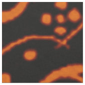 Retro Floral Oranje Black Stof (Close Up)