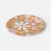 Retro Floral oranje roze Birthday Paper Bord (Gekanteld)