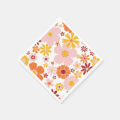 Retro Floral oranje roze Birthday Servet (Hoek)