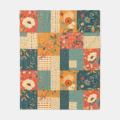 Retro-Floral-Patchwork-Quilt Fleece Deken (Voorkant)