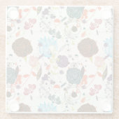 Retro Floral Patroon 2 2 Glazen Onderzetter (Achterkant)